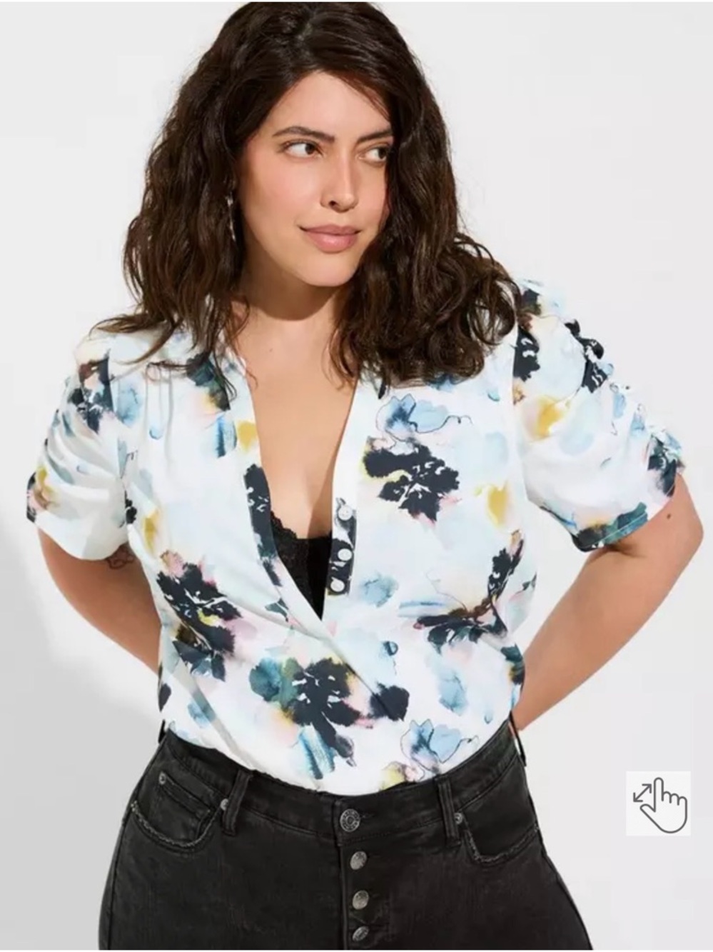 Harper Georgette Ruched Short Sleeve Blouse